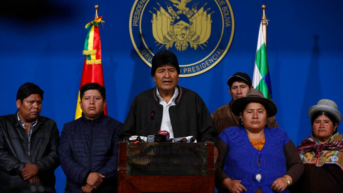 Morales announced his resignation under mounting pressure from the military and the public after his re-election victory triggered weeks of fraud allegations and deadly protests. (AP Photo/Juan Karita)