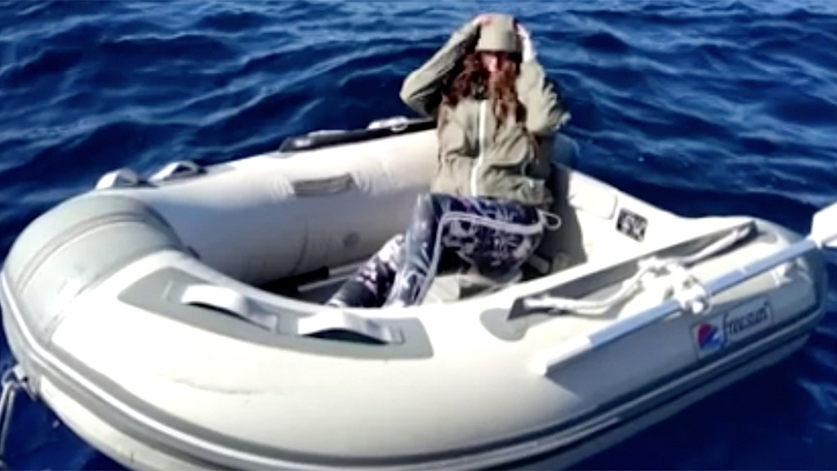 A 47-year-old female tourist was rescued by Greece authorities after floating in a rubber dinghy in the Aegean Sea for nearly two days, according to coastguard officials.