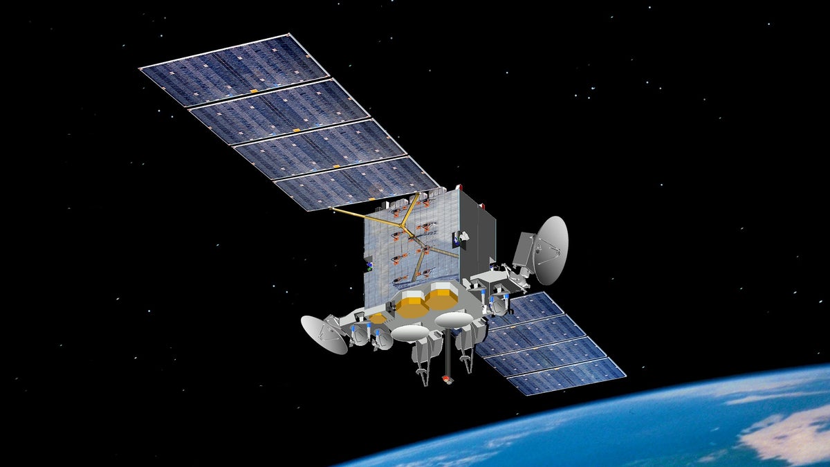 An artist's impression of the Advanced Extremely High Frequency satellite.