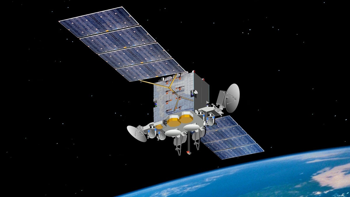 An artist's impression of the Advanced Extremely High Frequency satellite.