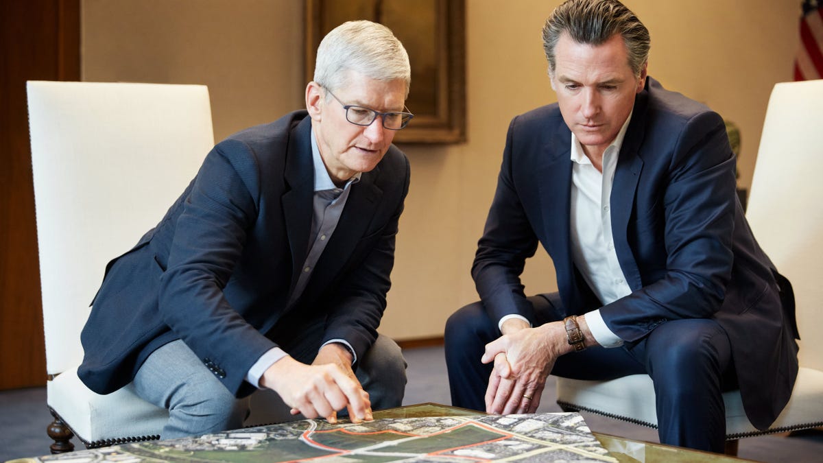 Apple CEO Tim Cook and California Gov. Gavin Newsom discuss the San Jose land Apple is making available for affordable housing.