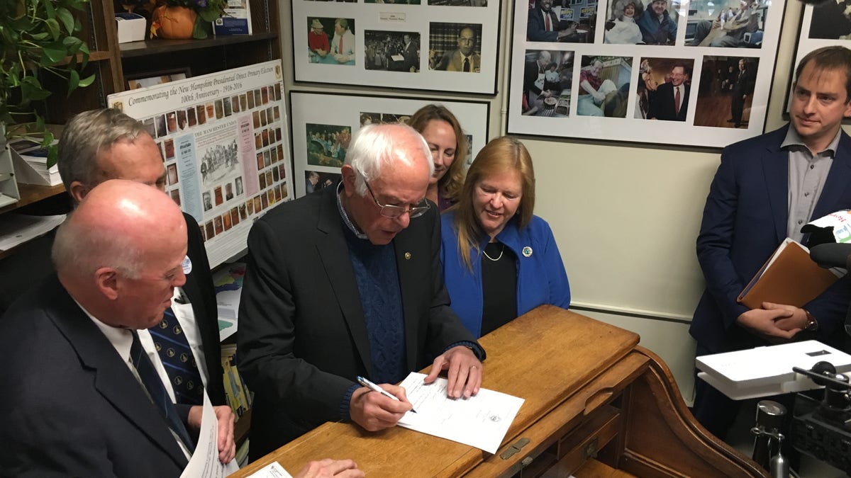 Democratic Sen. Bernie Sanders of Vermont files to place his name on New Hampshire's first-in-the-nation primary ballot, on Oct.31, 2019 in Concord, NH
