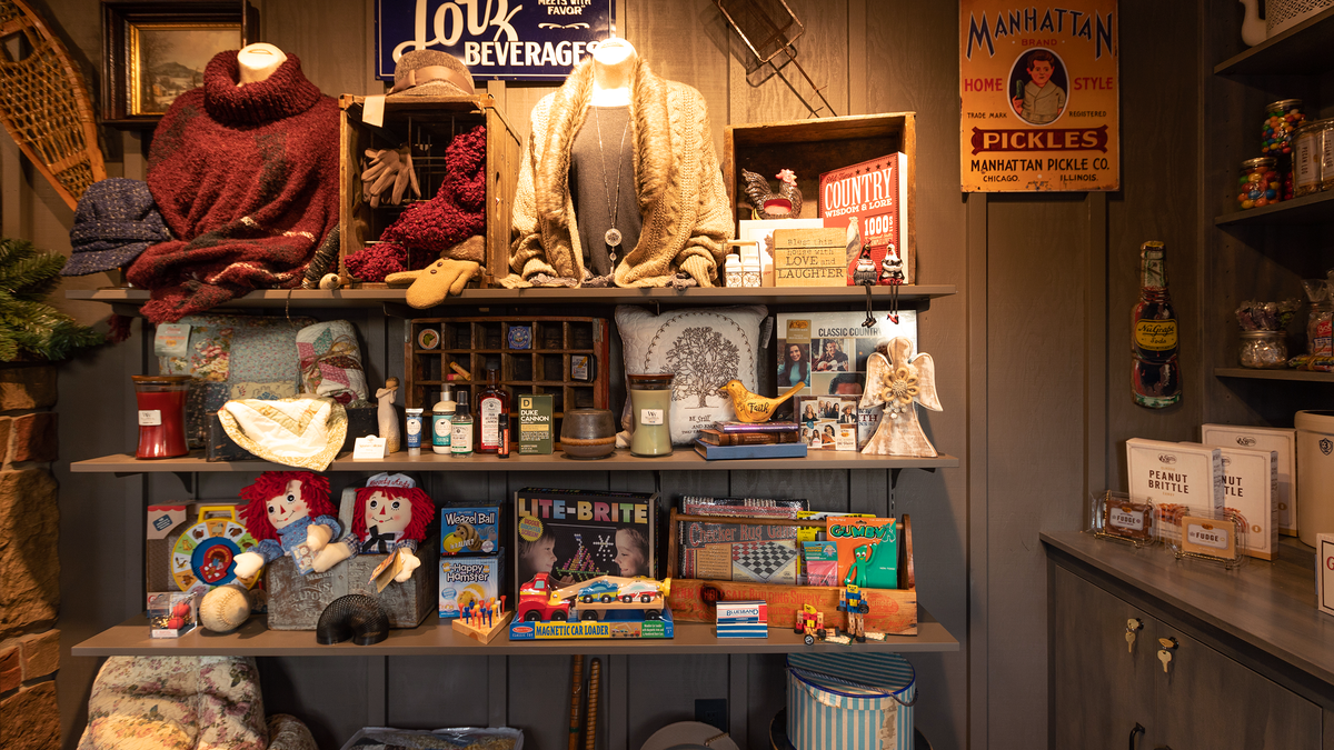 Vintage toys like peg games, thin sticks, will be on display in the pint-sized version of the iconic country store.