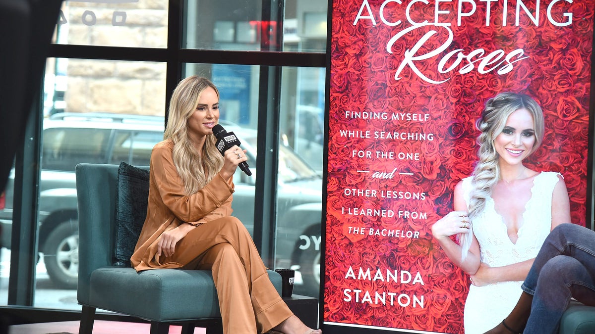 Former "Bachelor" cast member and author Amanda Stanton discussing her book "Now Accepting Roses," in New York City last September.