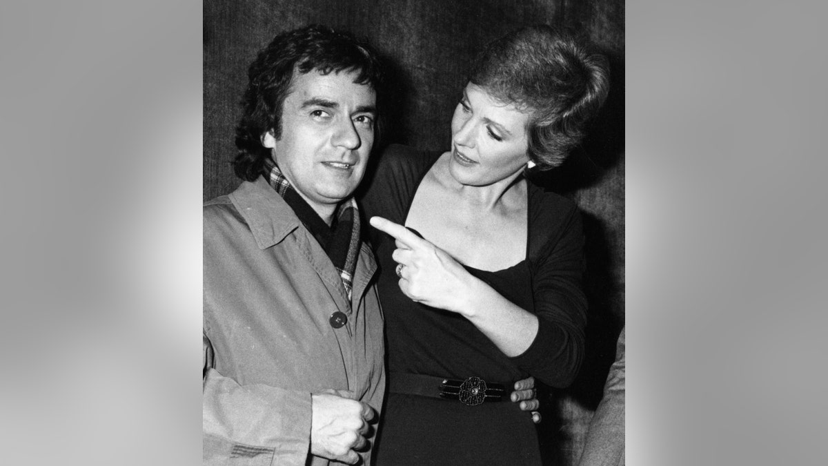 Actor Dudley Moore, left, and actress Julie Andrews attend Because We Care Benefit for Cambodia on January 29, 1980.