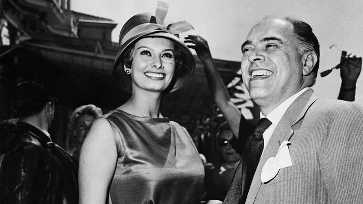 Sophia Loren and husband Carlo Ponti at the Cannes Film Festival, circa 1959.