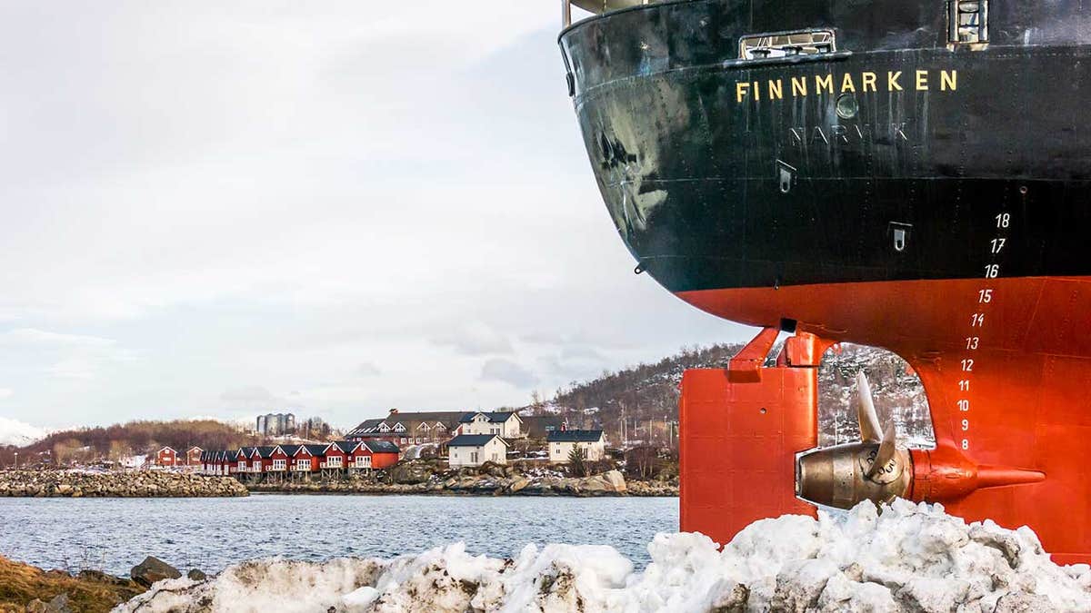 The woman fell from the MS Finnmarken, a luxury ship with Norway's Hurtigruten line.