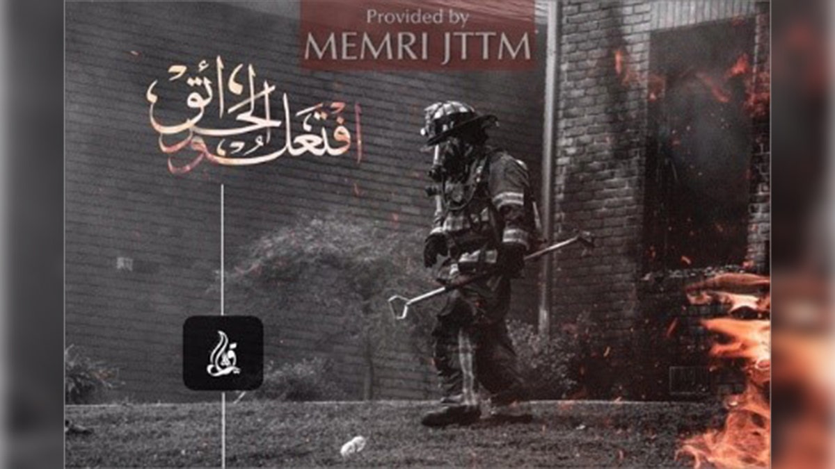 An American fighter can be seen depicted in a propaganda photo by a pro-ISIS media outlet, according to the Middle East Media Research Institute.