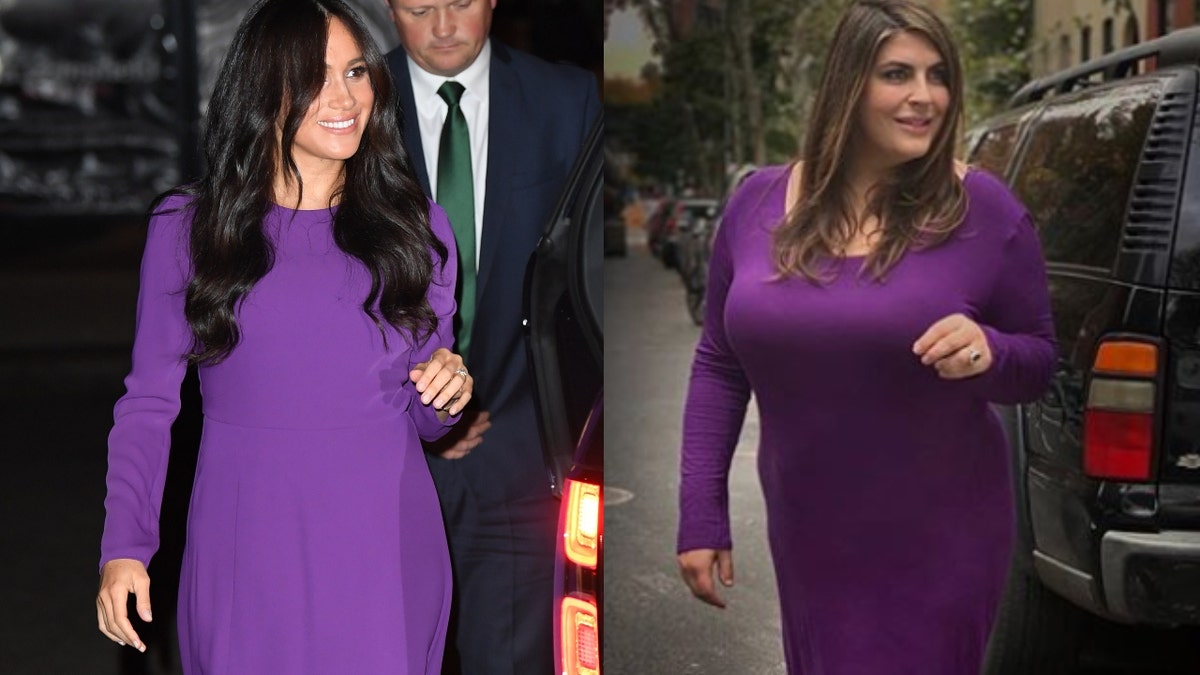 Blogger Katie Sturino recreates Meghan Markle's most memorable looks to show women they can be stylish in any size. (Photo: Eamonn M. McCormack/Getty Images/Courtesy of Katie Sturino)