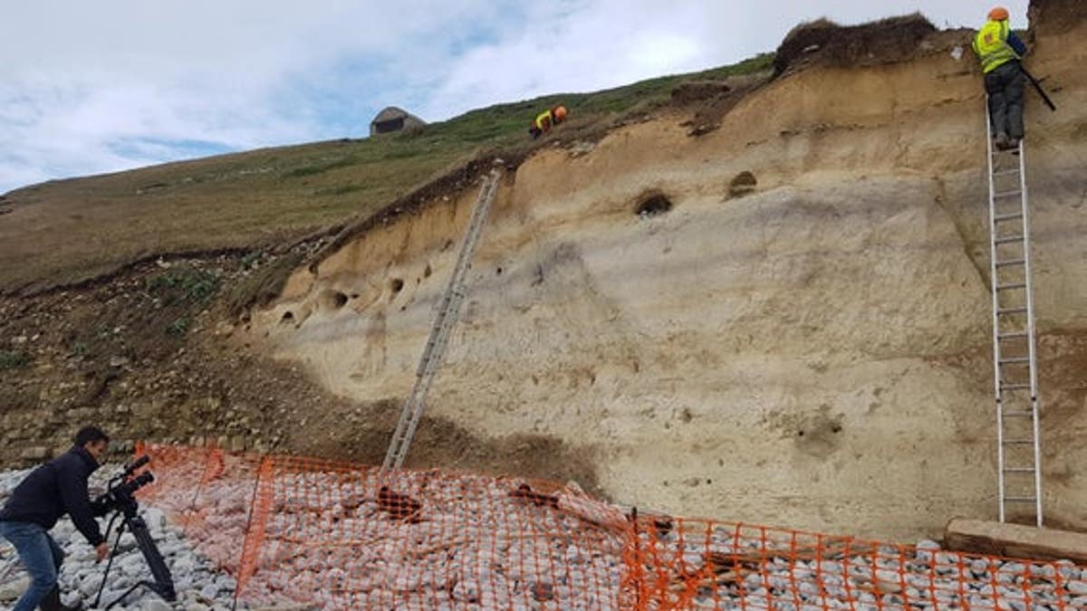 Climbing experts have helped archaeologists recover remains from the eroding cliff site.