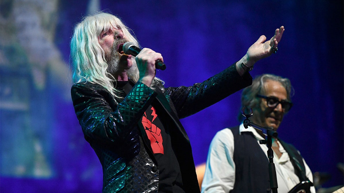 Actor Harry Shearer performs onstage as his character Derek Smalls from the band Spinal Tap during the California Saga 2 Benefit Concert at Ace Hotel on July 03, 2019 in Los Angeles, California. 