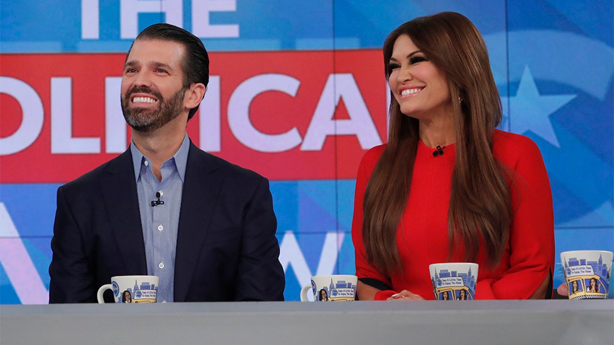 <br>
Donald Trump Jr. and Kimberly Guilfoyle are seen on ABC's "The View," Nov. 7, 2019. (Getty Images)