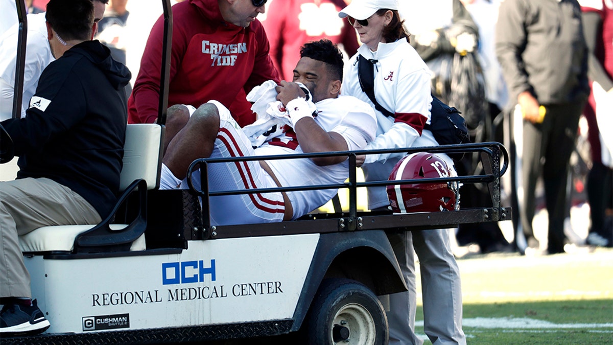 Tagovailoa was 14 of 18 for 256 yards and two touchdowns before suffering his injury.