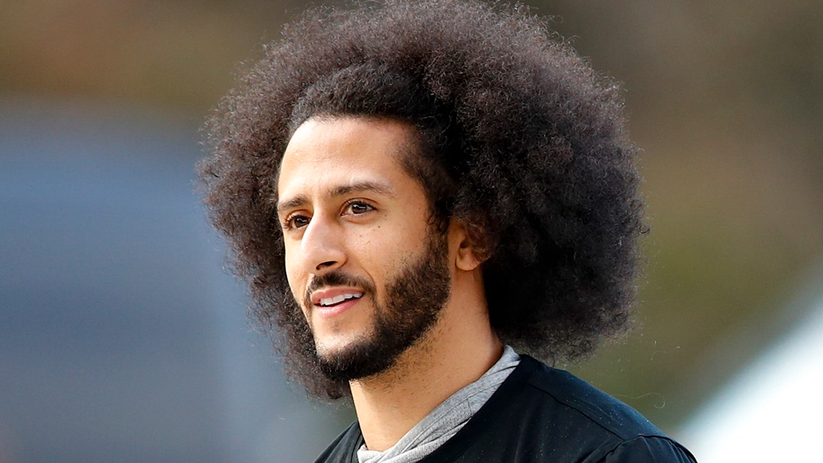 Free agent quarterback Colin Kaepernick arrives for a workout for NFL football scouts and media, Saturday, Nov. 16, 2019, in Riverdale, Ga.