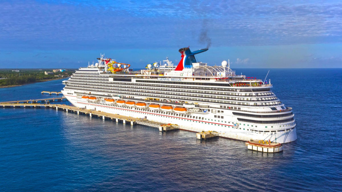 The Carnival Breeze cruise ship in port in Cozumel, Mexico