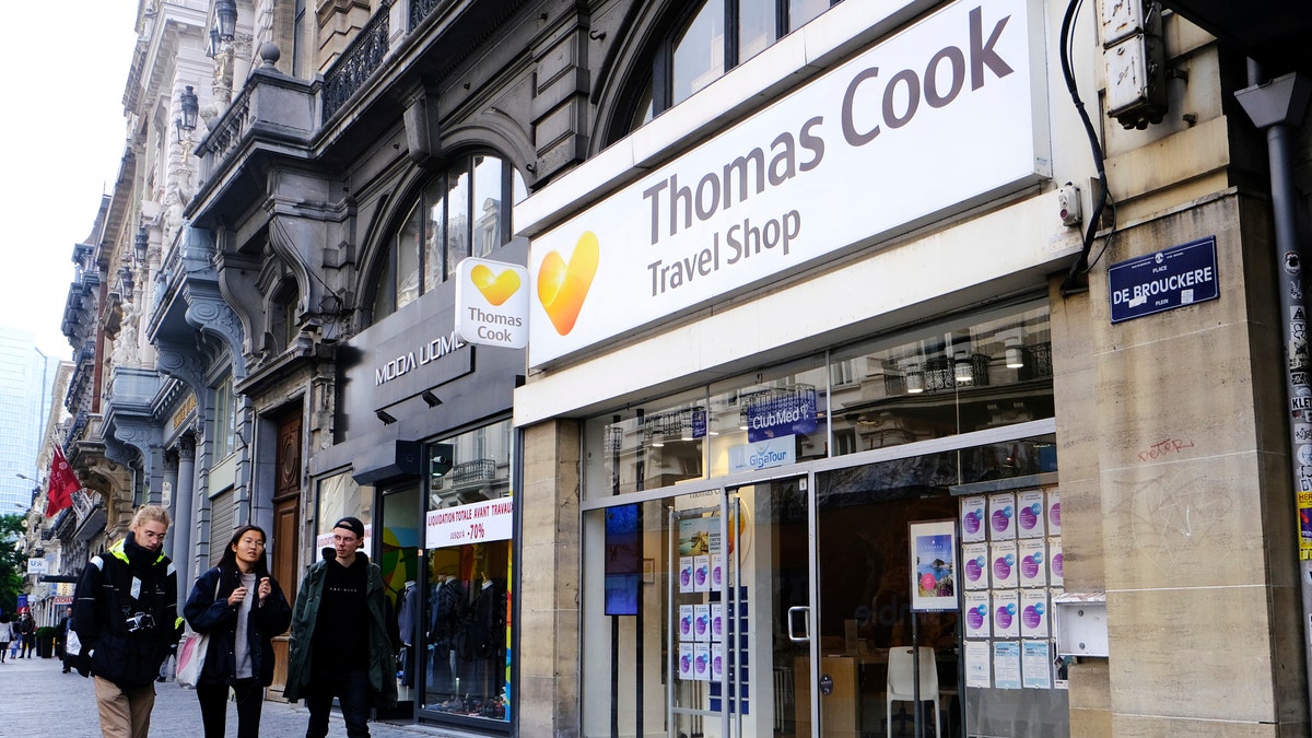 An image of a Thomas Cook Travel Agent shop in Brussels, Belgium taken in September 2019.