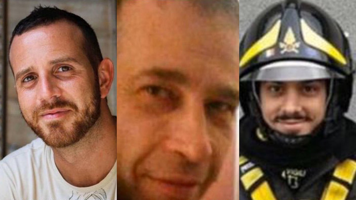 The three firefighters killed in an explosion last week were identified as (from left) Marco Triches, Matteo Gastaldo and Antonino Candido.