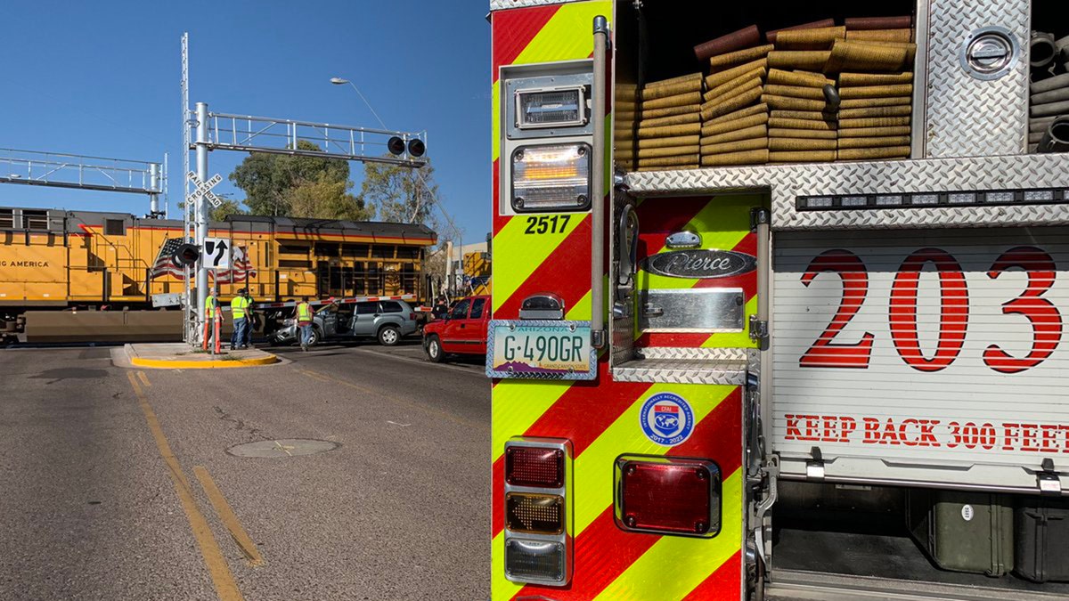 The train blocked the intersection and several roads were closed to traffic as authorities investigated the incident, authorities said.