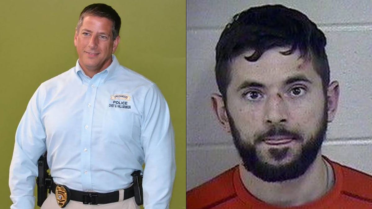 Former Greenwood Police chief Greg Hallgrimson (left) was indicted Wednesday for allegedly attacking Jonathon Zicarelli (right) while he was handcuffed. 