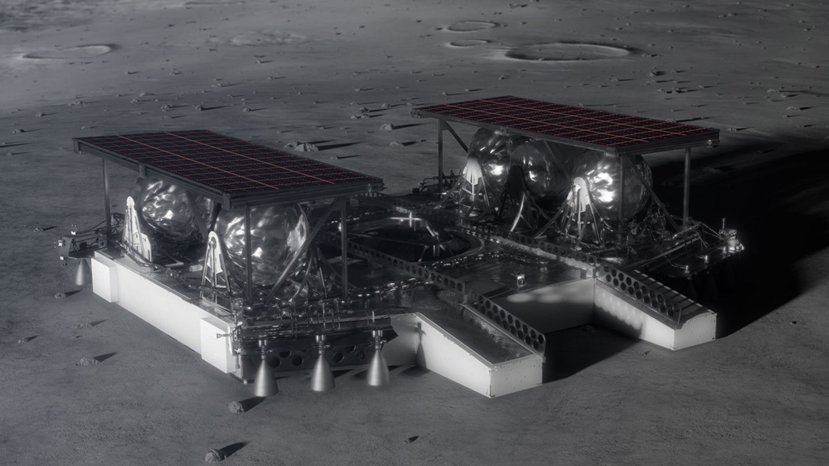 Illustration shows the mid-sized lander on the lunar surface. (Credit: NASA)