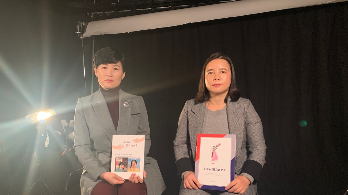 Kim Jeong Ah (left) and Son Myunghee (right) are defectors from North Korea and now part of the NGO Tongil Mom, based in South Korea, advocating for mothers forced to leave their children behind in North Korea and China.