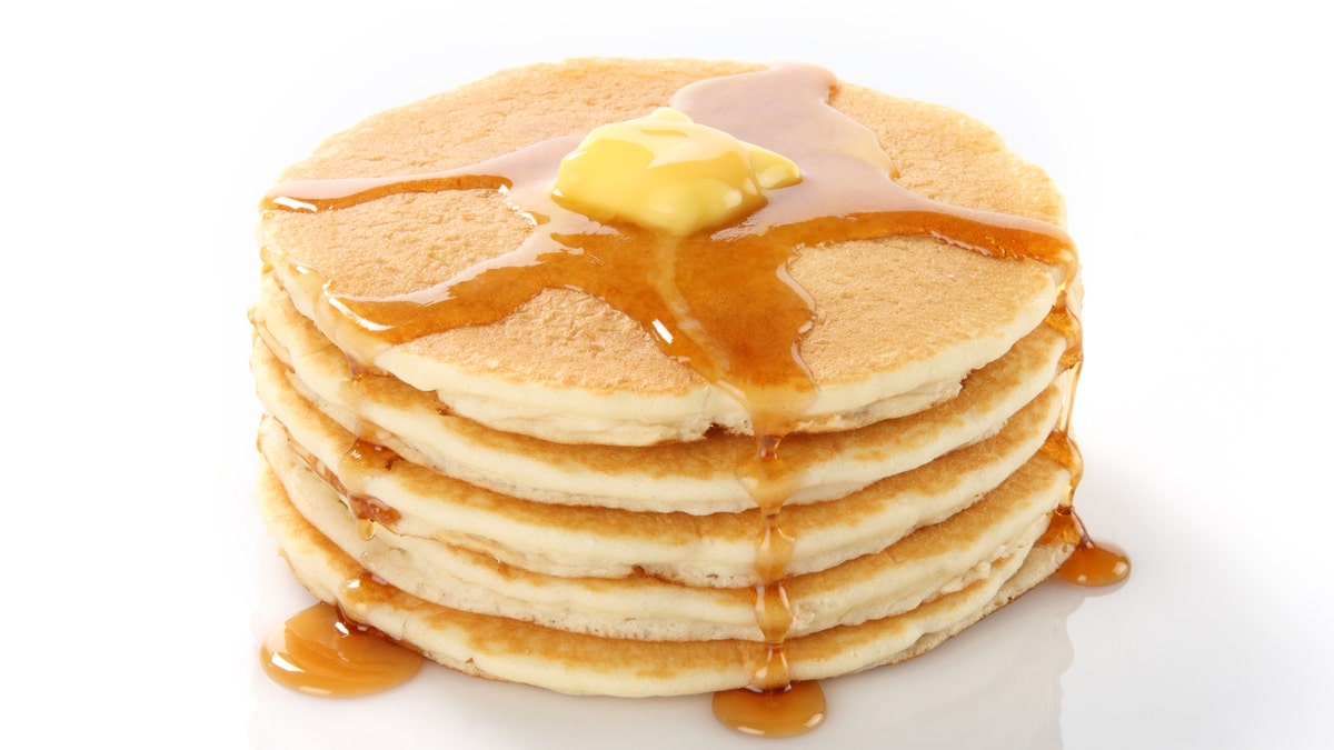 pancakes with butter and syrup