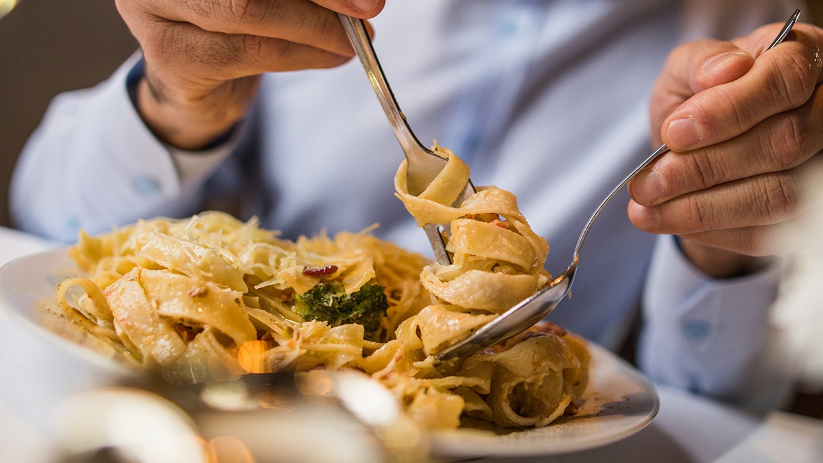 Pasta twirl on fork