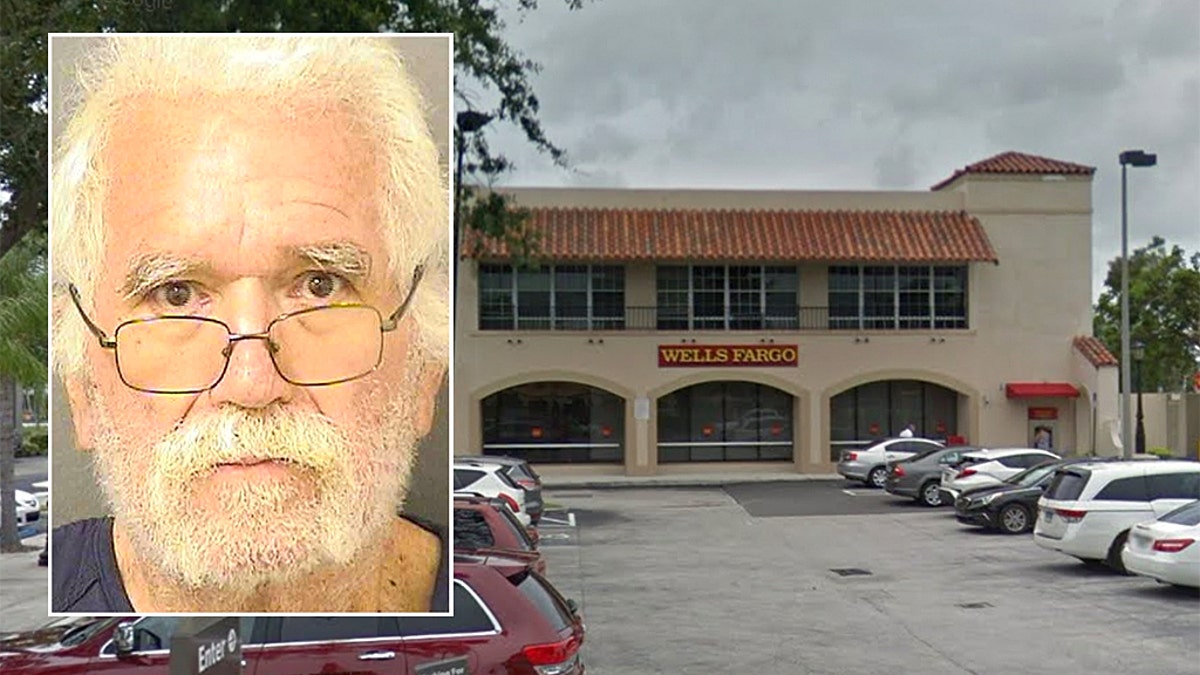 Sandy Hawkins, 73, was charged with robbery after he allegedly demanded a Wells Fargo bank teller give him exactly $1,100.