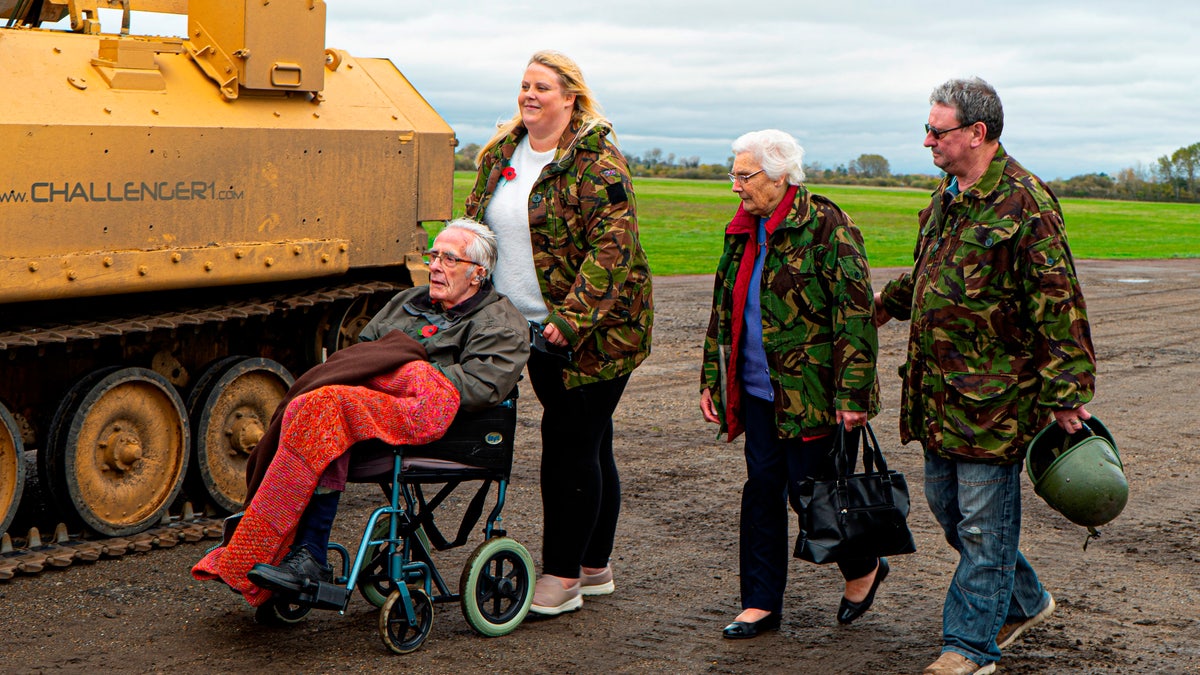 On Friday, British Army veteran Ron Pendry took his wife Violet for a spin in an 8-ton armored tank on a military base in Banbury, Oxon.