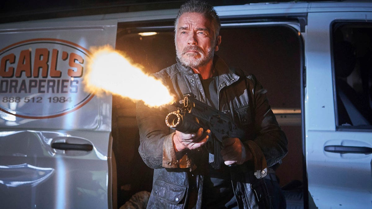 This image released by Paramount Pictures shows Arnold Schwarzenegger in 'Terminator: Dark Fate.'