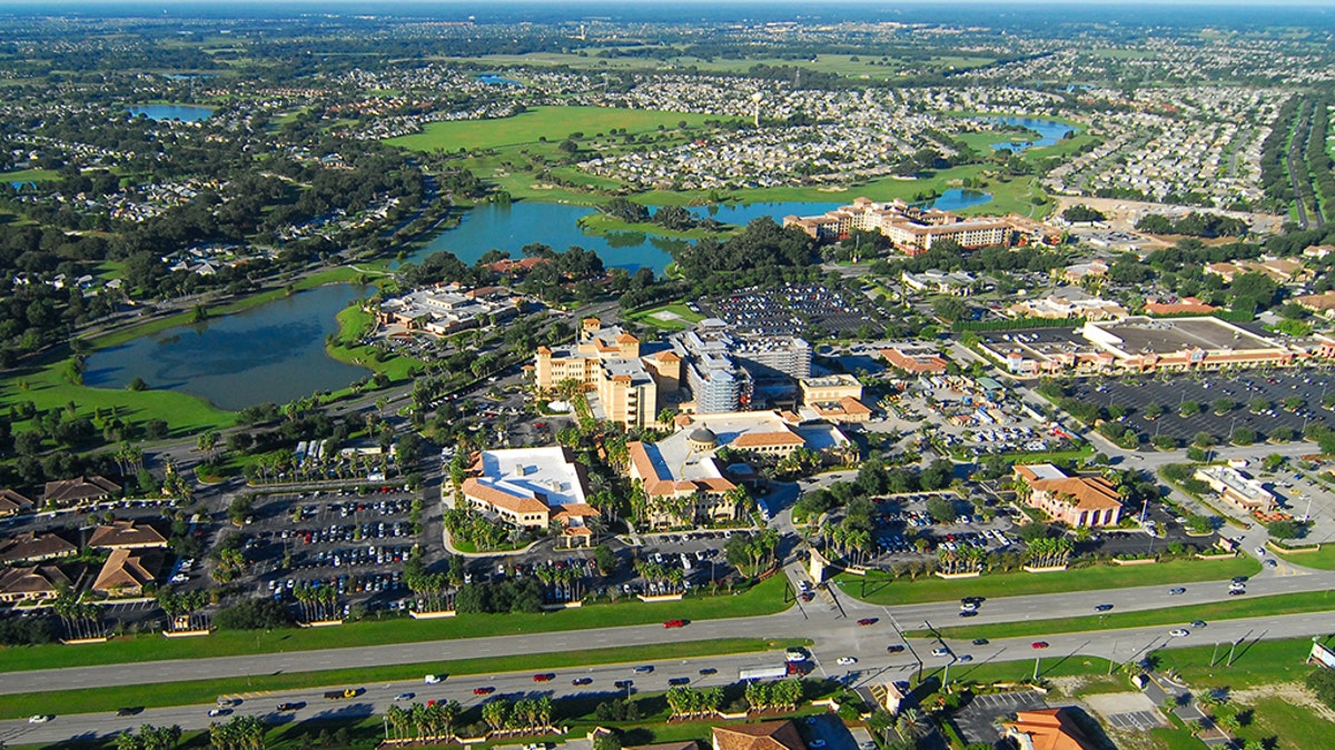 Mid-air view of the suburban community of The Villages, near Orlando, Florida. 