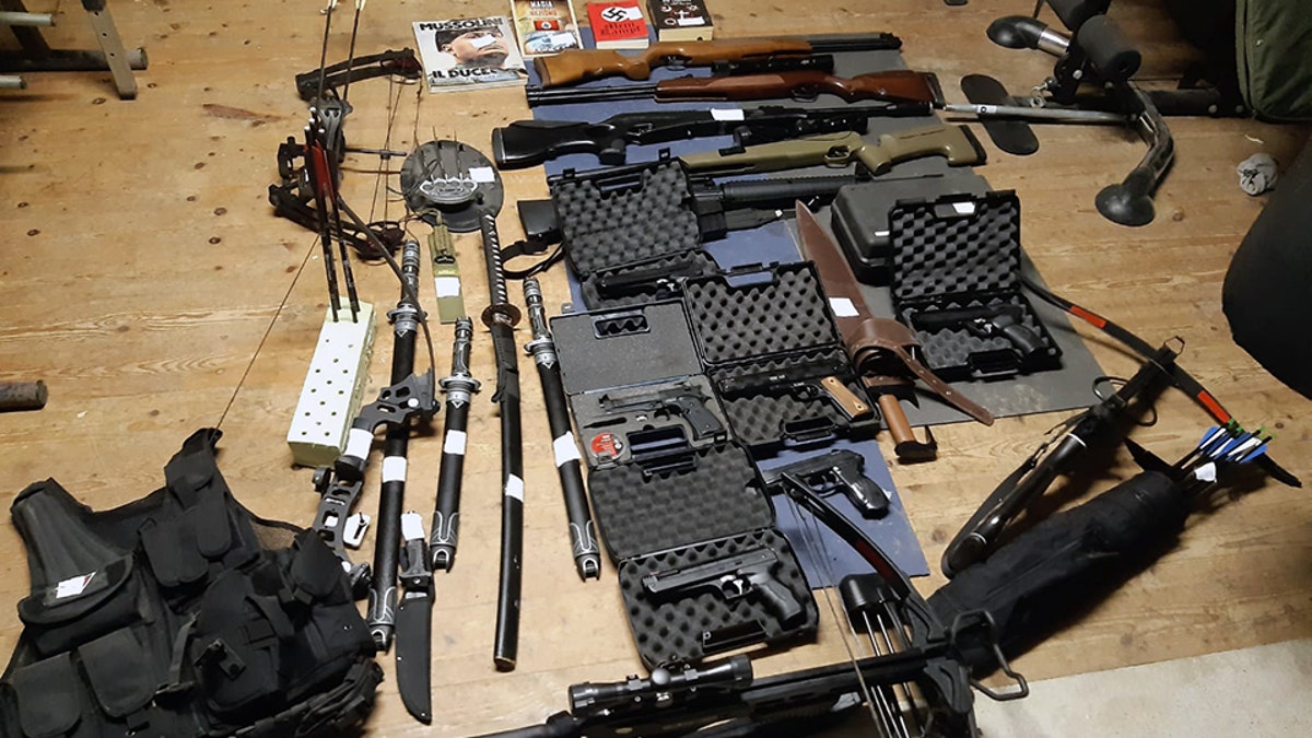 Some of the weapons and other items seized in the raids.