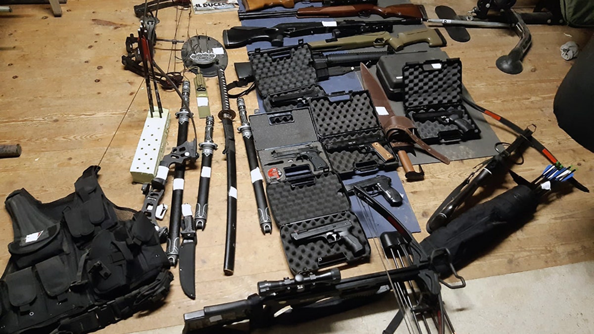 Some of the weapons and other items seized in the raids.