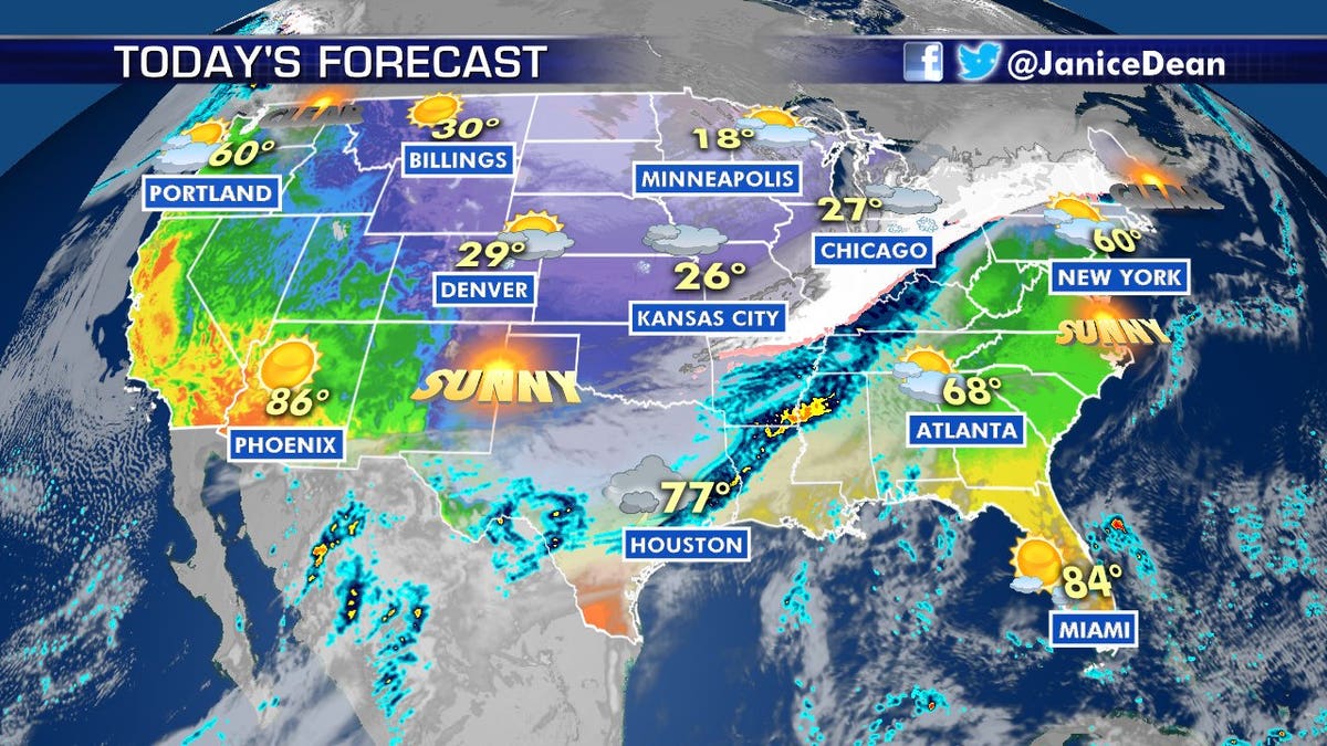 A powerful Arctic cold front is ushering in bitter cold temperatures and snow.