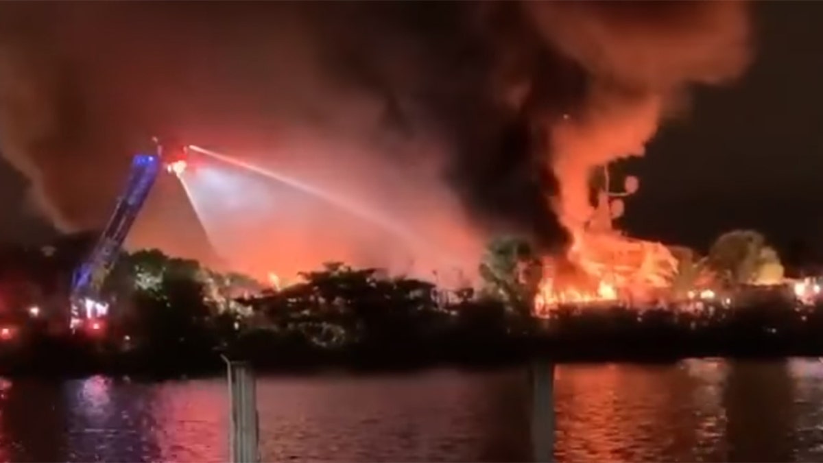 Sixty firefighters and three fireboats battled the yacht blaze for five hours, officials said.