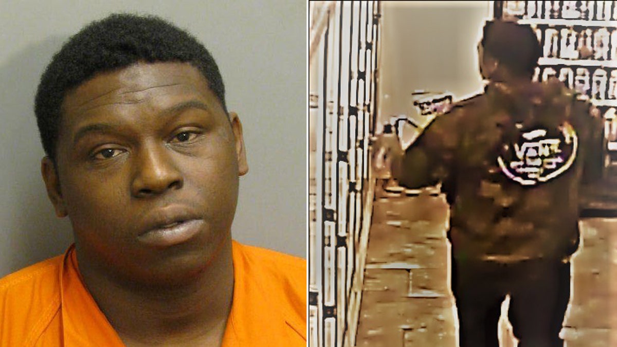 An undated mugshot provided by the Auburn Police Department shows Yazeed after police identified him from video surveillance (right) taken from inside a convenience store on South College Street on Oct.23.