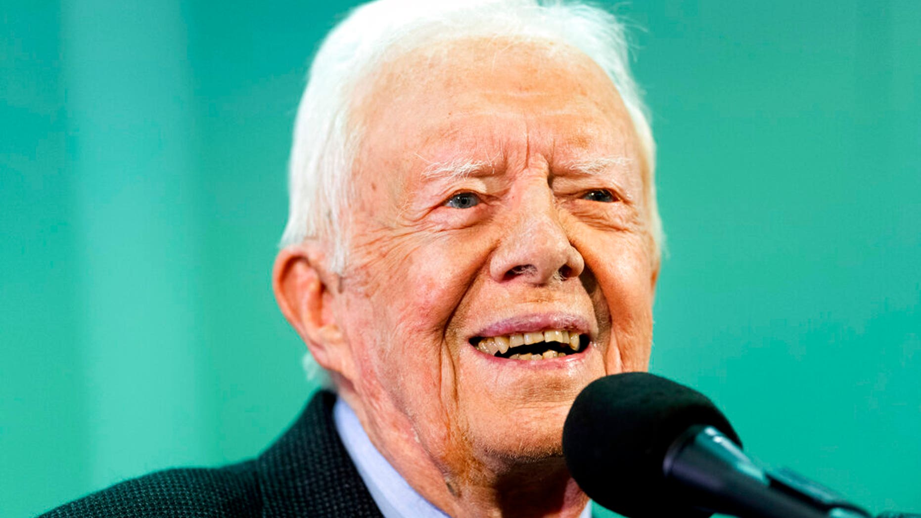 Sept. 18, 2019: Former President Jimmy Carter listens to a question submitted by a student during an annual Carter Town Hall held at Emory University in Atlanta. (AP)