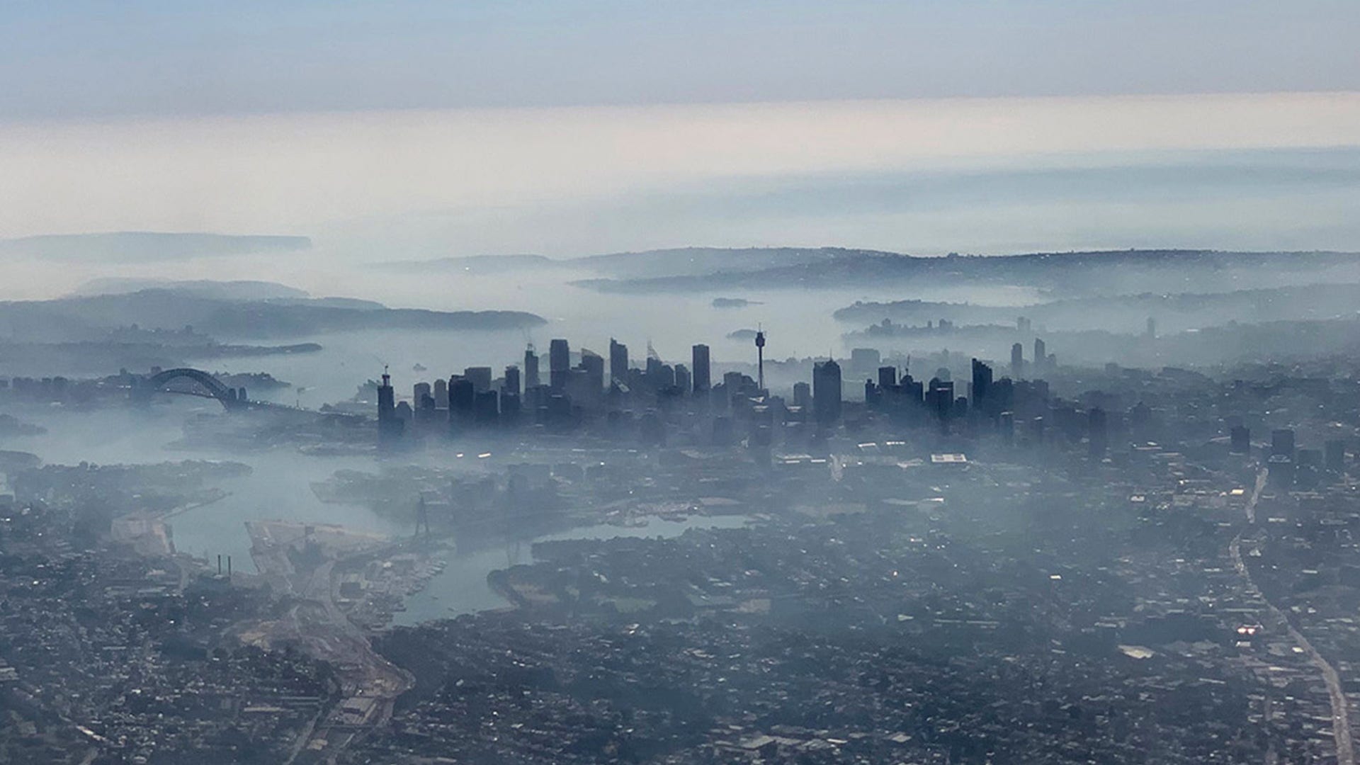 Smoke from nearby forest fires blankets Sydney, Australia, November 19, 2019. 