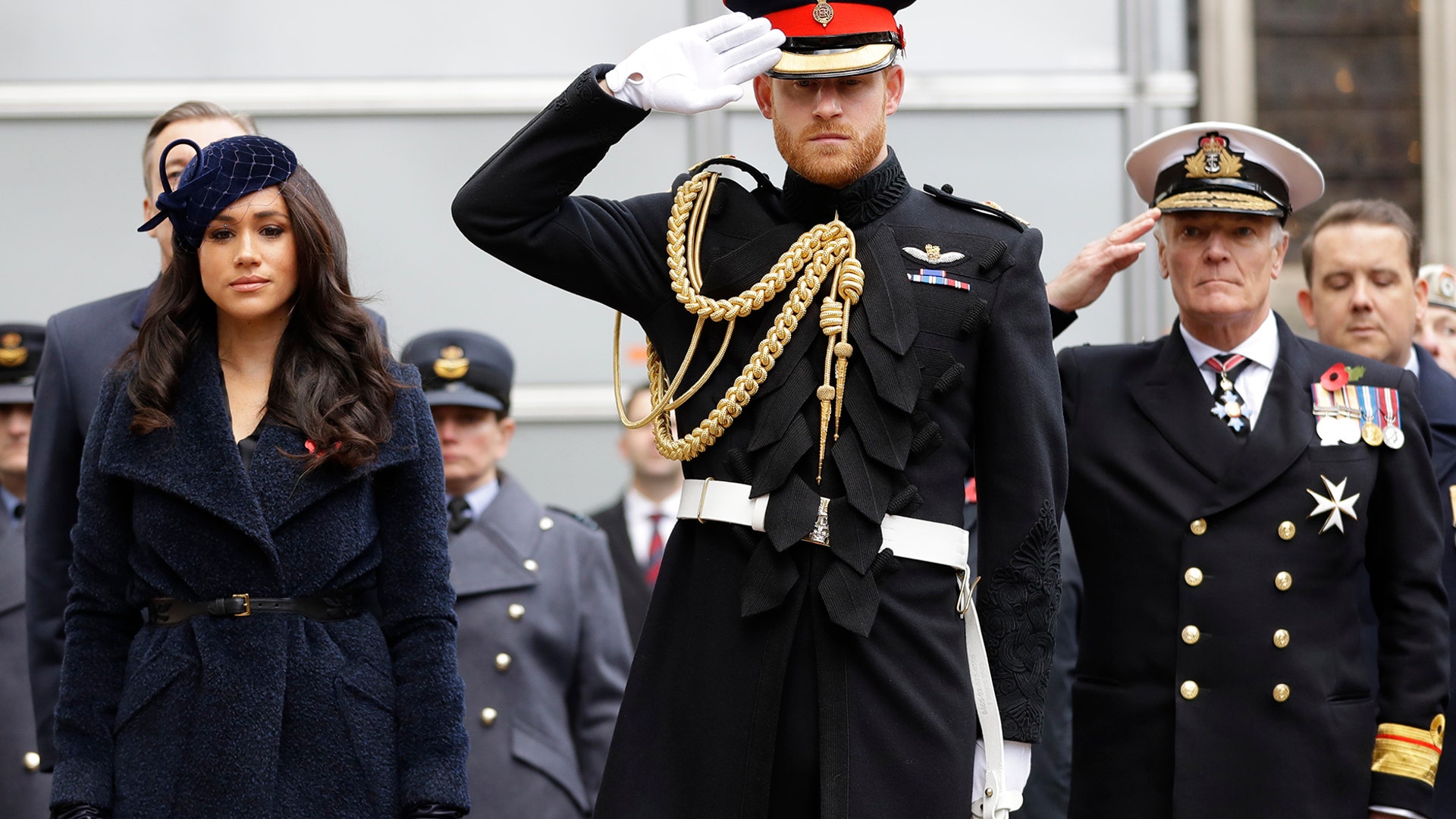 Britain's Prince Harry and Meghan, the Duchess of Sussex attend the 91st Field of Remembrance at Westminster Abbey in London, Nov. 7, 2019.