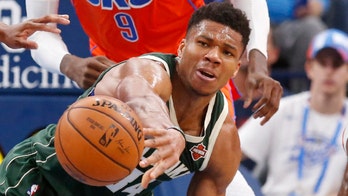 Giannis Antetokounmpo tears jersey, kicks hole in Thunder sign in frustration