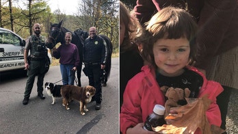 Toddler lost in Oregon wilderness found safe by woman on horseback and her dog