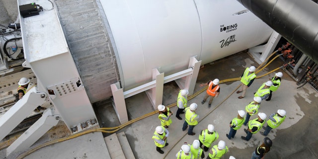 the guests get a tour of the Boring machine, the Boring society begins tunneling for the Las Vegas Convention Center, people mover, and finally the connection of the South Hall on the new West Hall expansion Friday, 15. November, 2019.