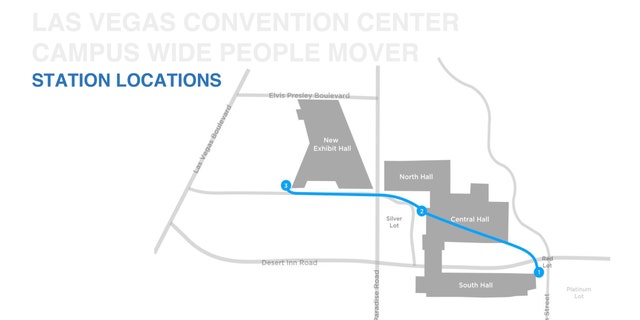 Las Vegas Convention Center, Large Campus-people mover-station locations, updated Sept. 11, 2019.