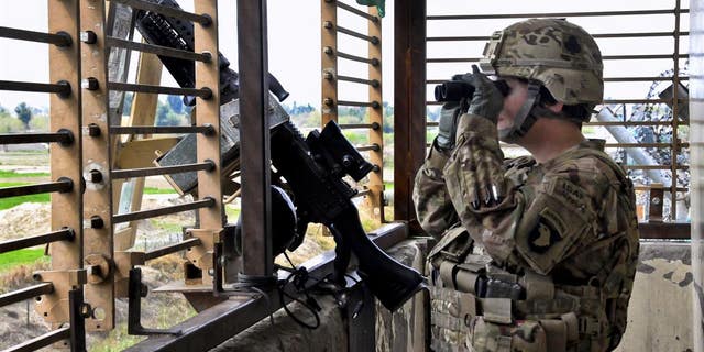 A U.S. Army Sgt. provided security from an observation tower at Forward Operating Base Fenty in Afghanistan.