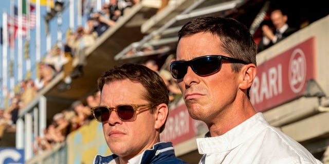 This image released by 20th Century Fox shows Christian Bale, right, and Matt Damon in a scene from the film, 