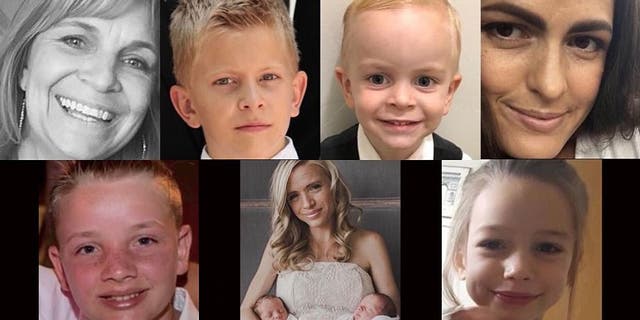 Clockwise from top left: Dawna Langford, Trevor Langford, Rogan Langford, Christina Marie Langford Johnson, Kristal Miller, Rhonita Maria Miller and twins Titus and Tiana, and Howard Miller. (GoFundMe)