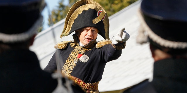 Oleg Sokolov, a history professor at St. Petersburg State University, speaking at a staged battle reenactment.