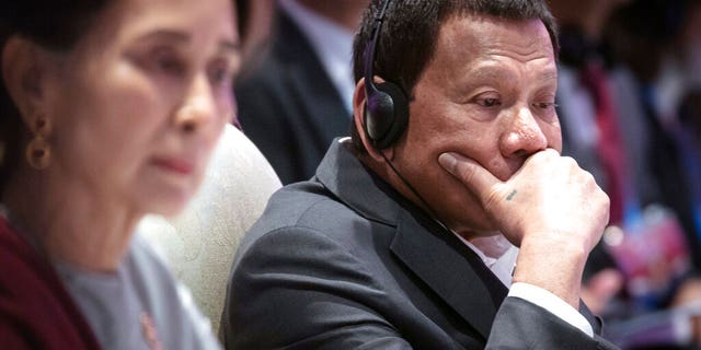 Philippines' President Rodrigo Duterte participates in ASEAN-U.N. summit in Nonthaburi, Thailand, Sunday, Nov. 3, 2019.