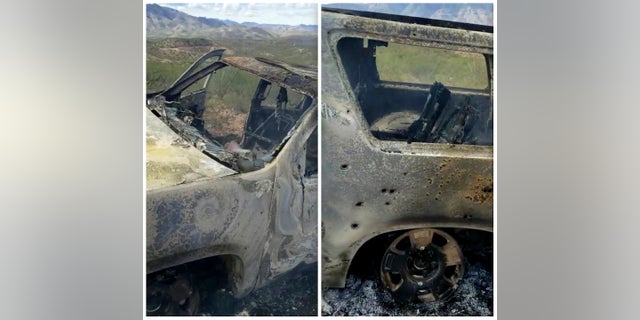 Mexican authorities say drug cartel gunmen ambushed multiple vehicles, including this one, slaughtering several women and children. (Kenny Miller/Courtesy of Alex LeBaron via AP)