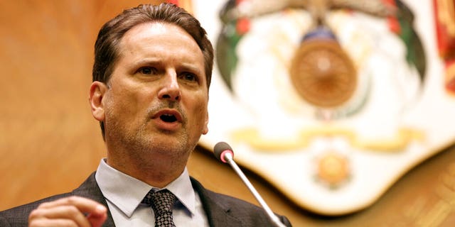 In this Aug. 30, 2018 file photo, Pierre Krahenbuhl, Commissioner-General of the United Nations Relief and Works Agency for Palestine Refugees (UNRWA), speaks at a press conference in Amman, Jordan.